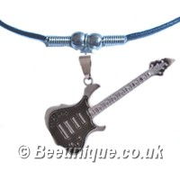 Guitar Silver Necklace - Click Image to Close